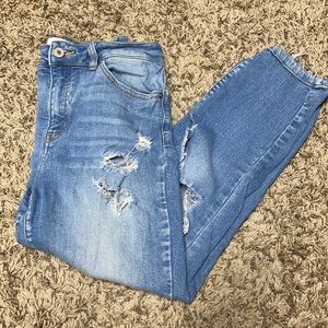 KanCan high-rise cropped distressed jeans 7/27